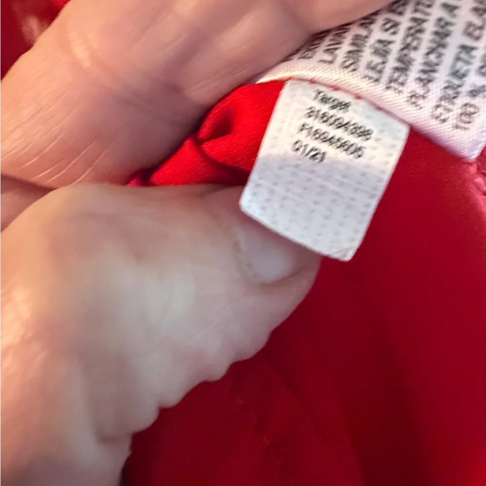 Knox Rose Red Dress with Blue Embroidery Size Large Lined 💯 Cotton - Picture 11 of 11